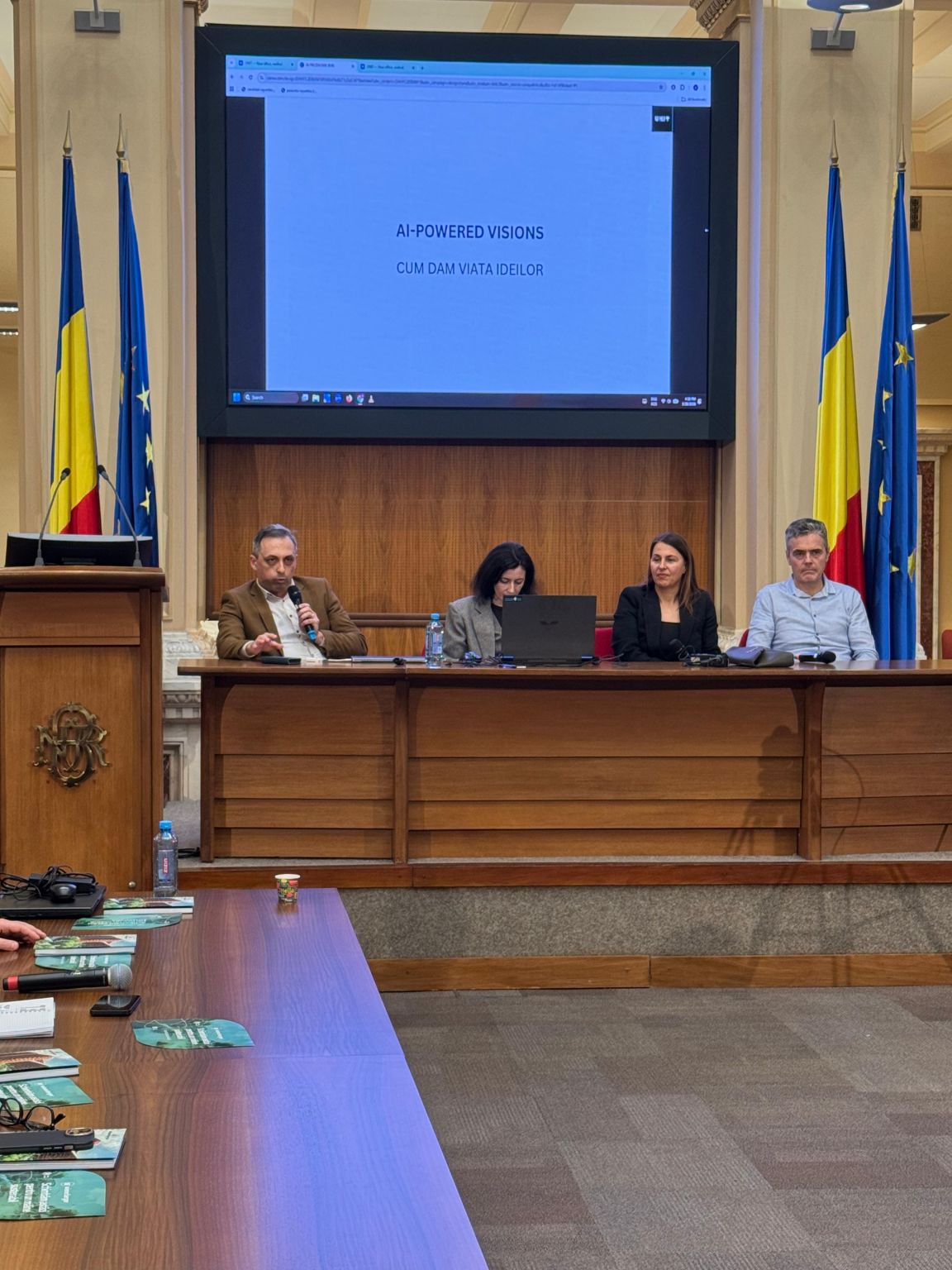 Costin Teodorovici speaking during the AI in public administration and architecture panel in Bucharest